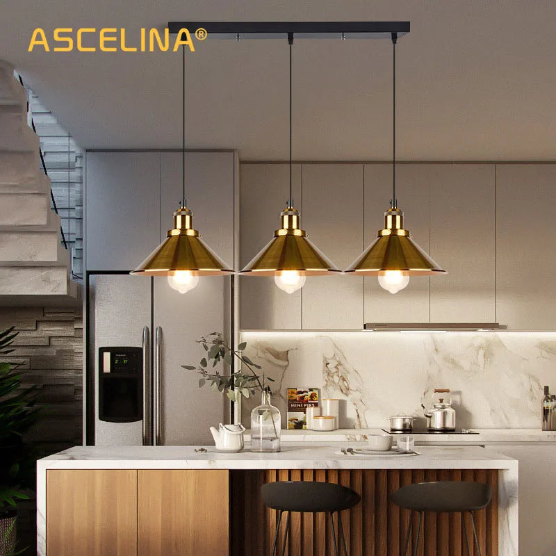 lustre industriel rétro à trois têtes suspendues pour maison - vue 11 sur 16