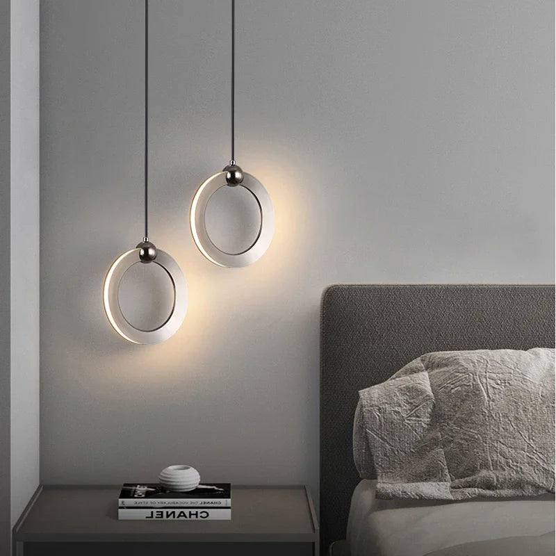 Lamp Modern LED Pendant Light Fixtures, Ring Pendant Lighting For Bedroom Bathroom Living Room, Small Hanging Pendant Light - vue 3 sur 10