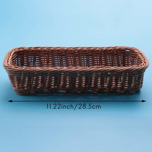 Desktop Cutlery Storage Basket Woven Basket Restaurant Tableware Drain Storage Box Tableware Storage Basket, Brown - vue 7 sur 7