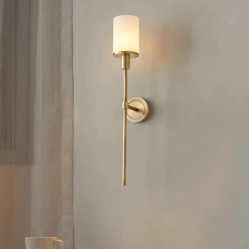applique murale en marbre naturel avec ampoule en laiton - vue 5 sur 8