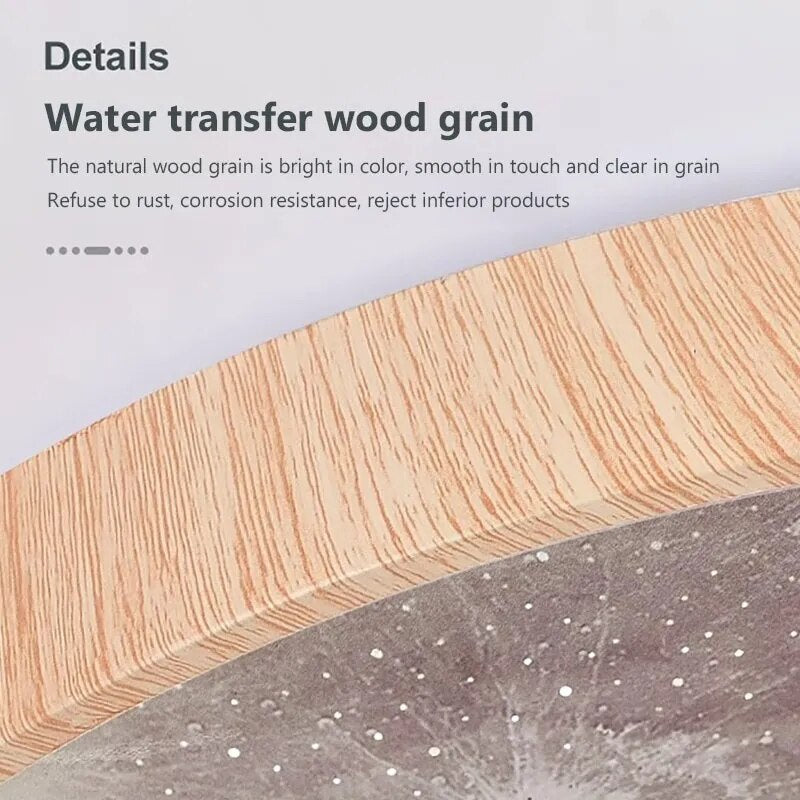 Plafonnier LED nordique en forme de lune en bois