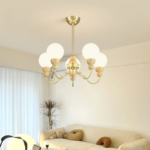 suspension en verre rétro en bois pour un intérieur élégant