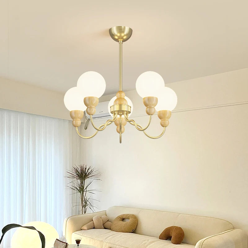 suspension en verre rétro en bois pour un intérieur élégant - vue 4 sur 14