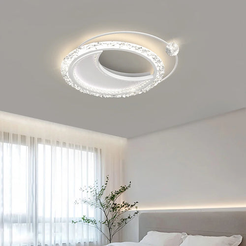 Minimalist round acrylic LED chandelier nordic atmosphere - vue 3 sur 21