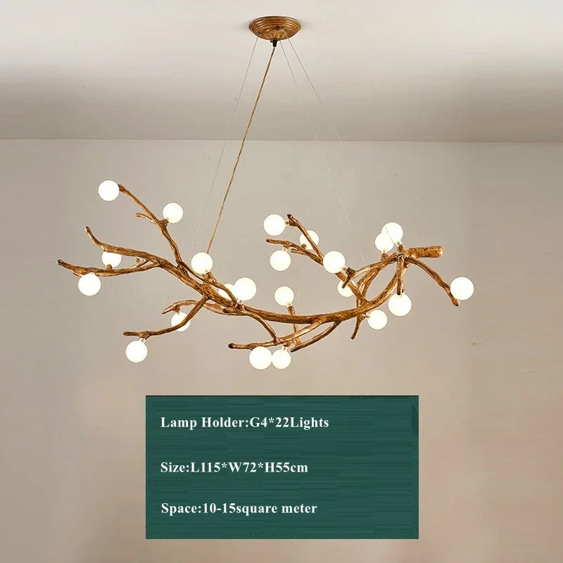 Vintage resin tree branch chandelier for interior decor