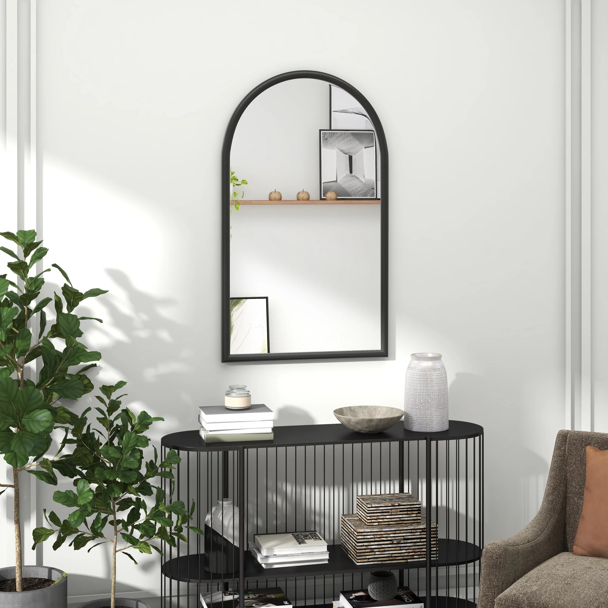 miroir mural en bois avec cadre de fenêtre élégant - vue 3 sur 8