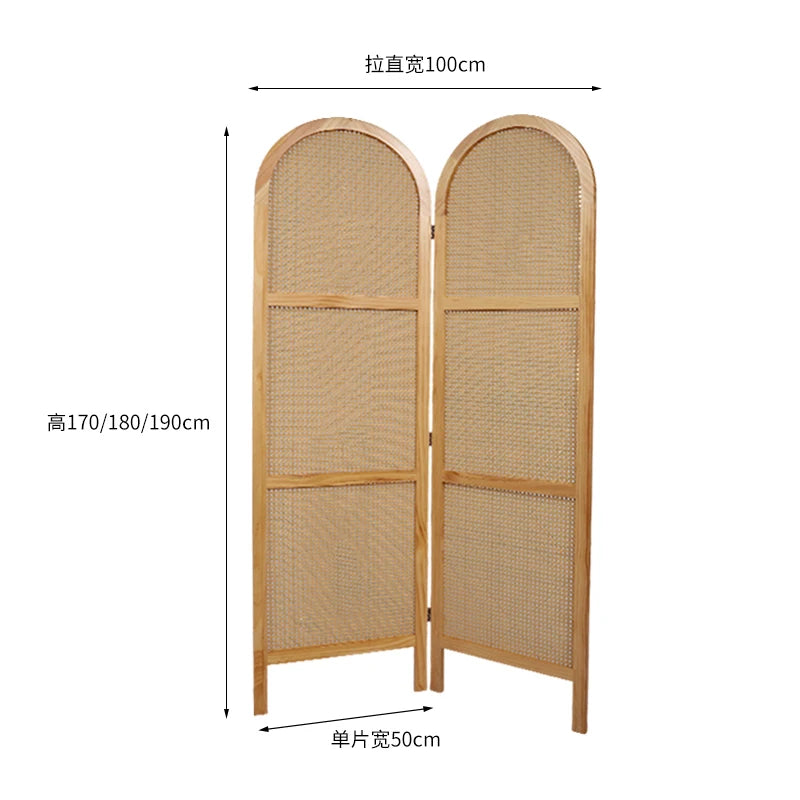 paravent en rotin pliable de style japonais mobile - vue 12 sur 13