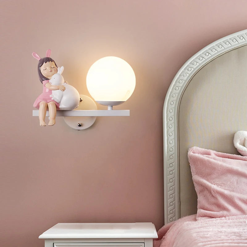 applique murale enfant avec motifs princesse cheval et lapin