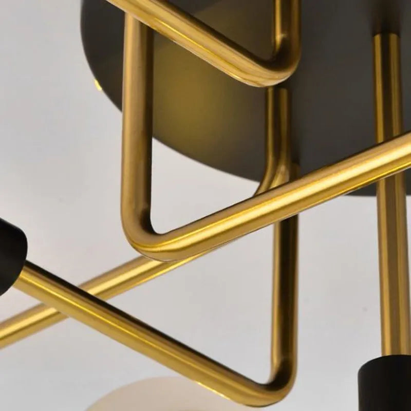 plafonnier moderne en verre doré et métal élégant - vue 7 sur 12
