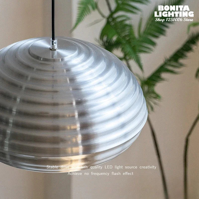 suspension moderne en demi-cercle design métal rayé pour intérieur élégant - vue 8 sur 7