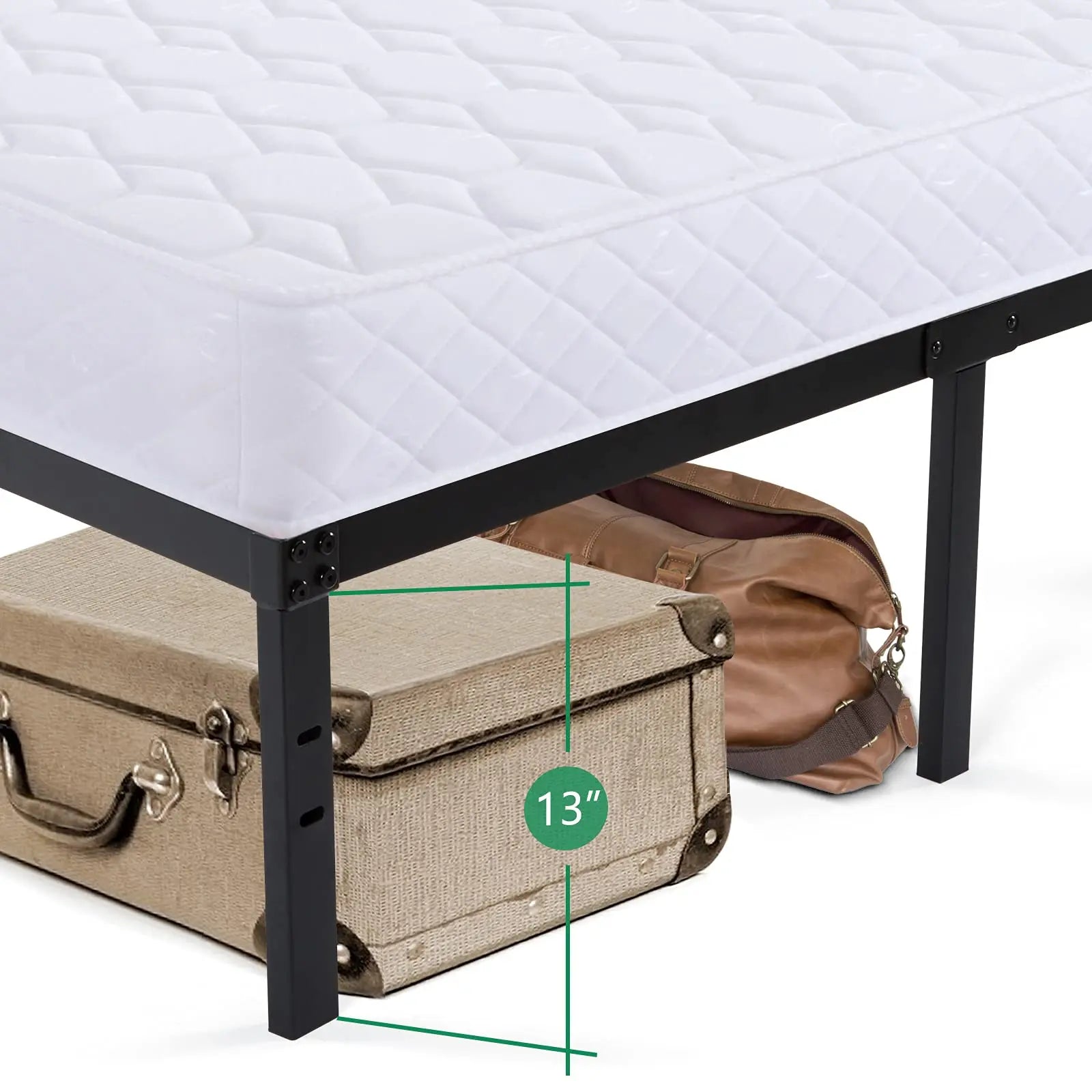 Bed Frame 16 Inch, Heavy Duty Bed Frame with Wooden Slats, 16 Inch Mattress Foundation/No Box Spring Needed - vue 4 sur 8