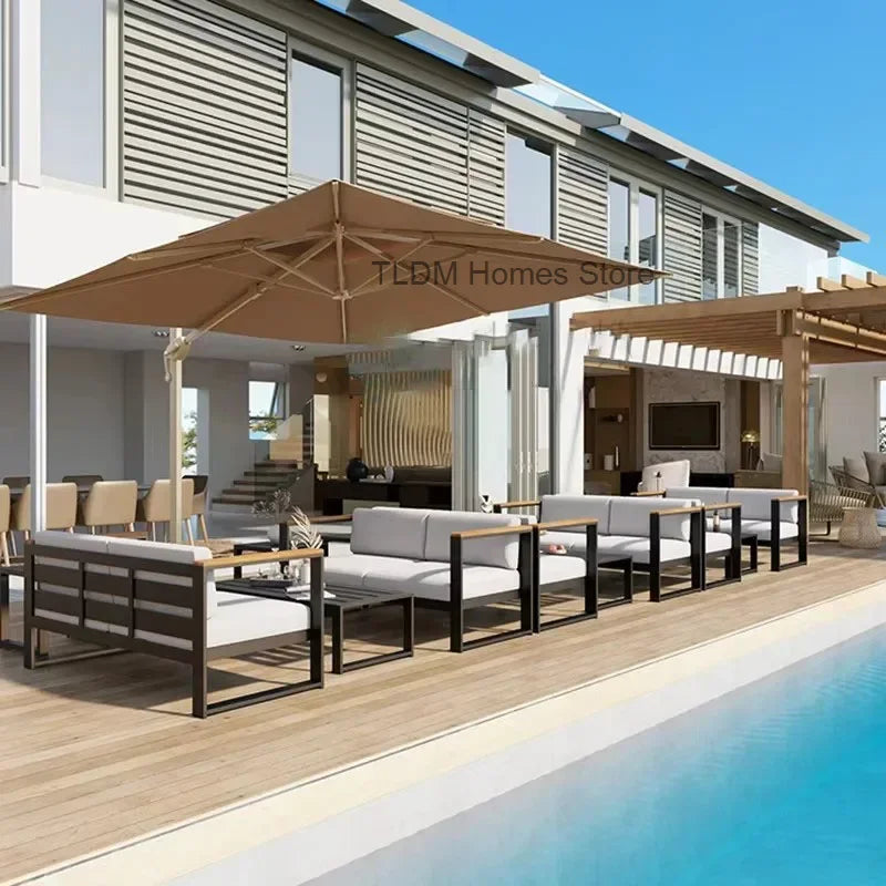 canapés de jardin en aluminium étanche mobilier extérieur combiné - vue 6 sur 18