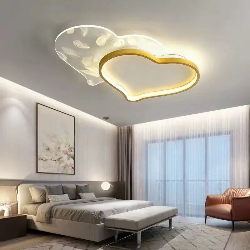 plafonnier moderne en plumes en forme de cœur pour décoration - vue 5 sur 8