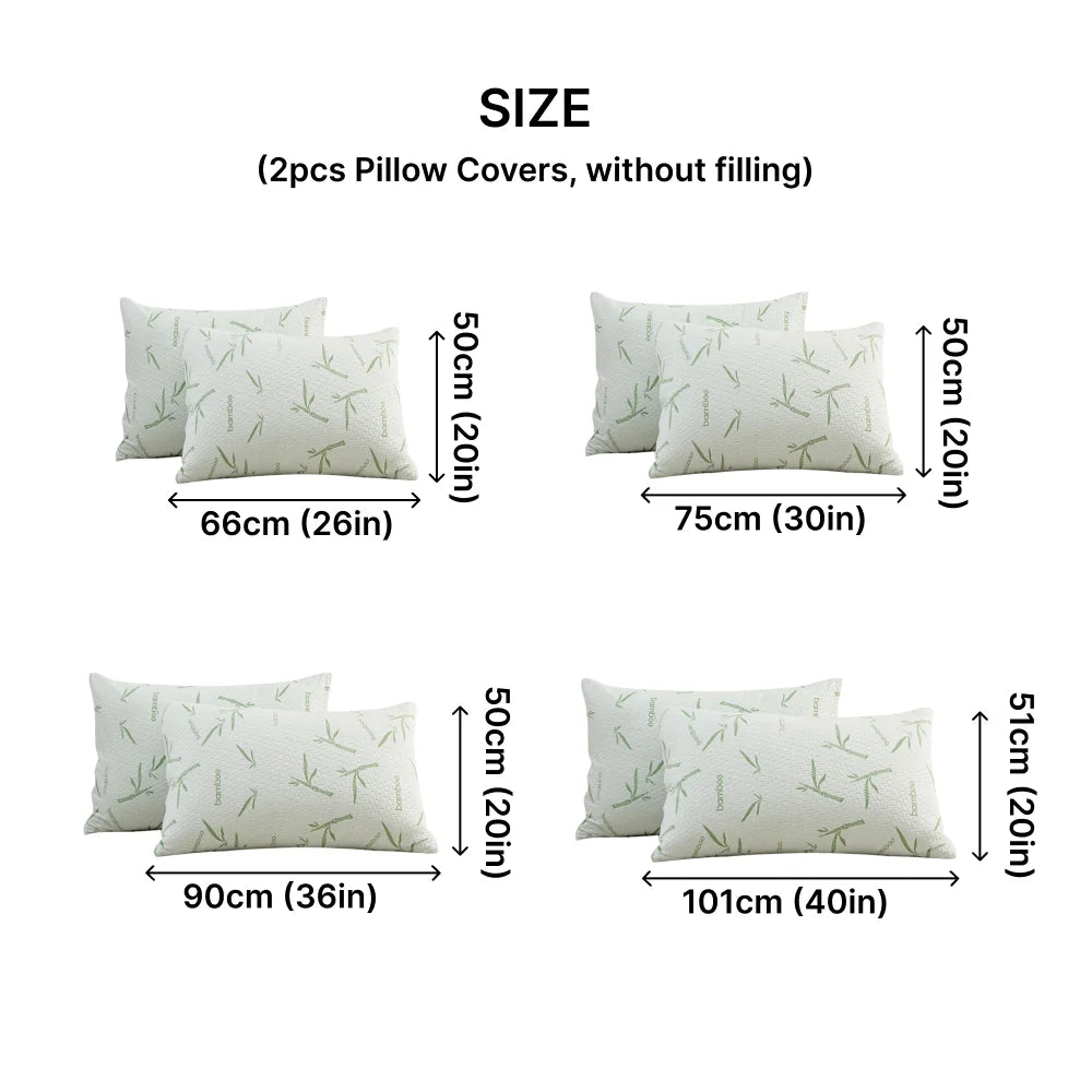 2pcs Waterproof Bamboo Pillowcases (Without Core), Cooling & Soft & Anti-bacterial Pillow Protectors With Zipper Pillow Cover - vue 2 sur 5