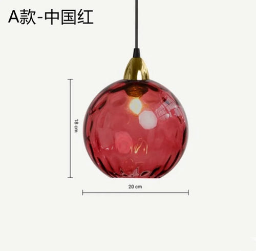 Lustre boule de verre coloré nordique lampes suspendues moderne Grain d'eau Restaurant cuisine luminaire suspendu chambre lampe de chevet - vue 15 sur 29