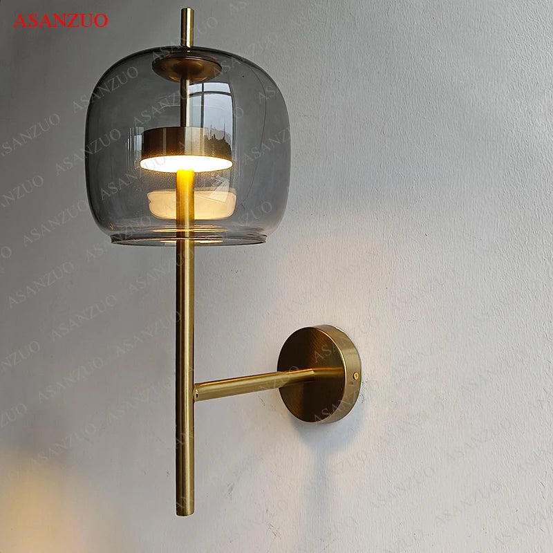 applique murale led créative en verre avec lumière chaude