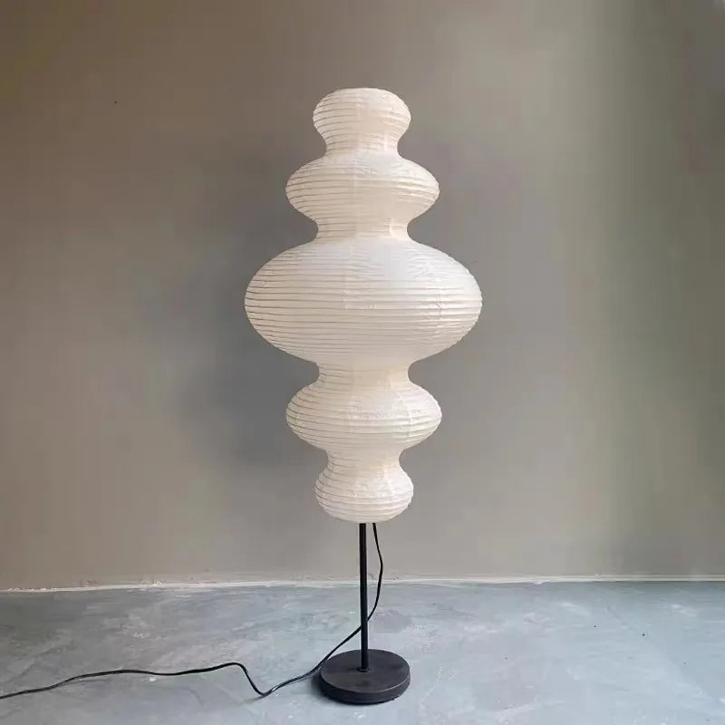 Noguchi wabi sabi rice paper pendant light minimalist vintage design - vue 5 sur 8