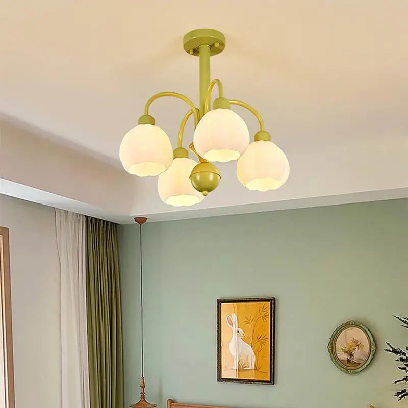 lustre verre lait blanc led chambre intérieure vert