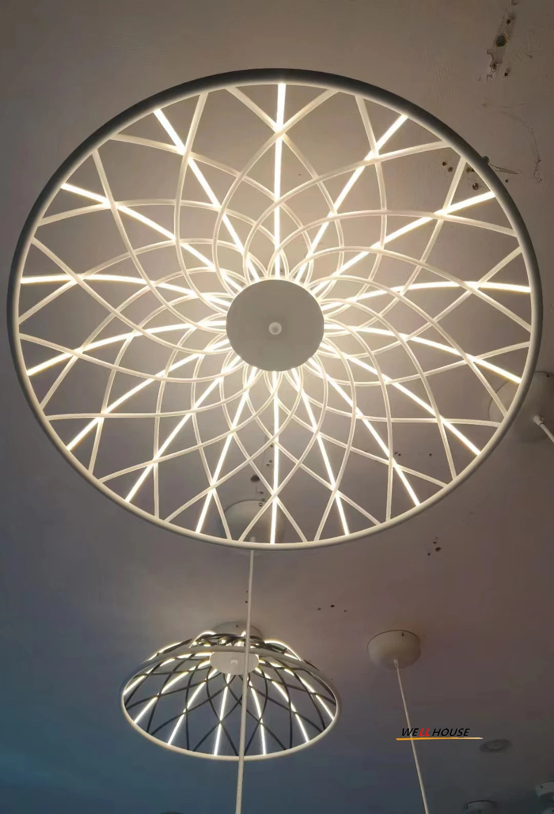 suspension moderne en corde nordic skynest led macaron mesh - vue 6 sur 10