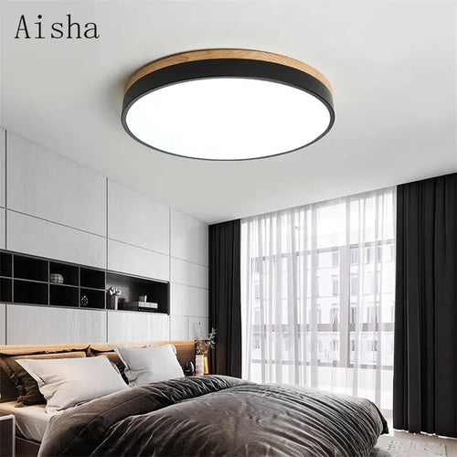 Modern round multicolour nordic LED surface mount ceiling light - vue 2 sur 12