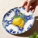 assiette decorative citron motif tranches style grec ceramique