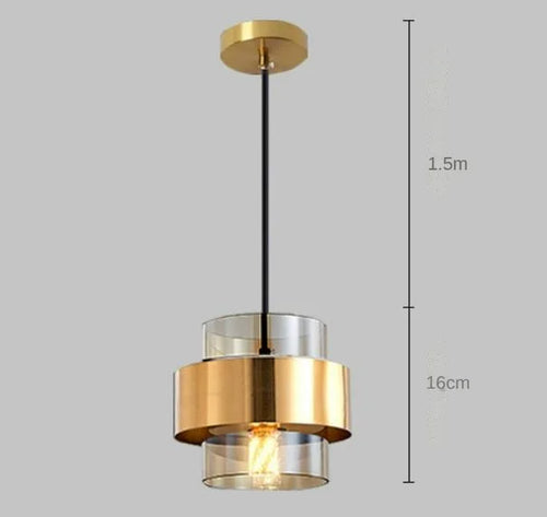 Suspension en verre moderne restaurant café bar suspension luminaire or fer forgé abat-jour en verre lampe suspendue créative - vue 9 sur 8