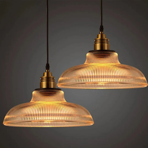 suspension Creative vintage rayure pot couverture verre lumières américain salon lampe Simple Restaurant Bar lampe LED E27 lumière - vue 4 sur 10
