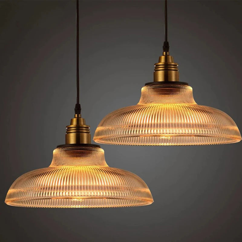 suspension Creative vintage rayure pot couverture verre lumières américain salon lampe Simple Restaurant Bar lampe LED E27 lumière - vue 3 sur 10