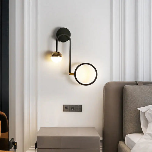 Nordique Led intérieur applique têtes de lit boule ronde fond applique murale allée salon chevet chambre décoration applique murale - vue 5 sur 8