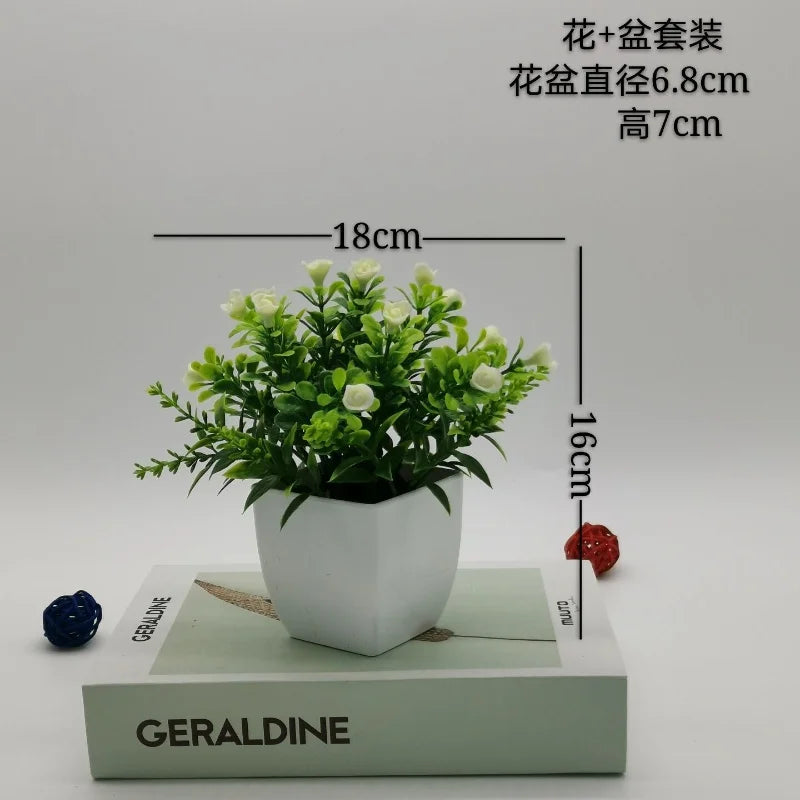 petite rose en pot bonsaï décoration plantes artificielles pour intérieur - vue 6 sur 12