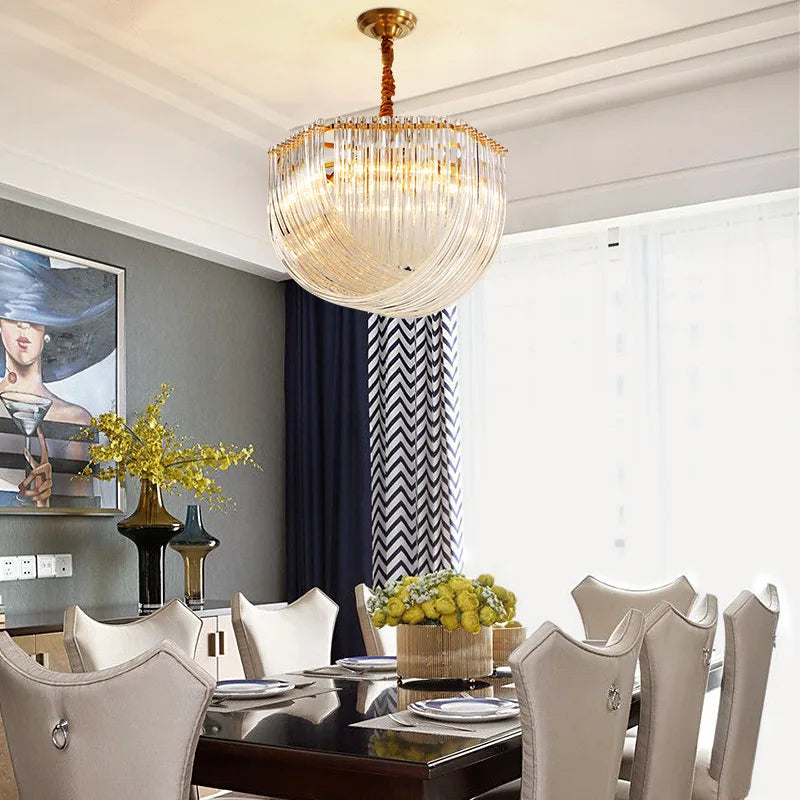 lustre led en verre design moderne pour restaurant ou hôtel - vue 2 sur 14