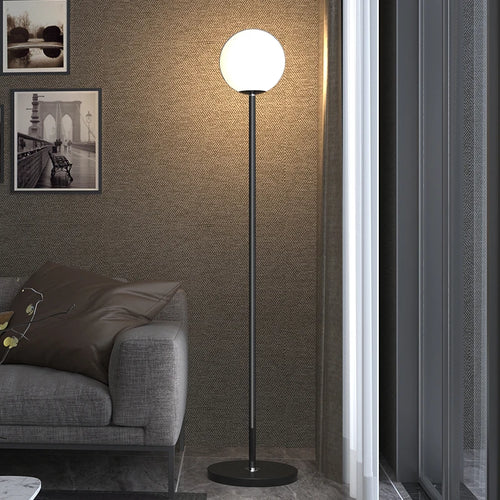 Lampadaire verre moderne blanc noir E27 - vue 4 sur 8
