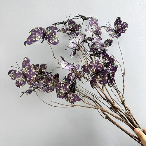 branche de papillon artificielle avec fausses fleurs décoratives pour jardin - vue 5 sur 13