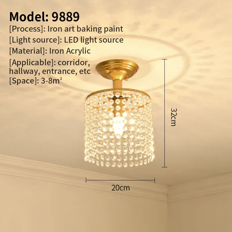 Lustre LED cristal verre doré - vue 7 sur 7
