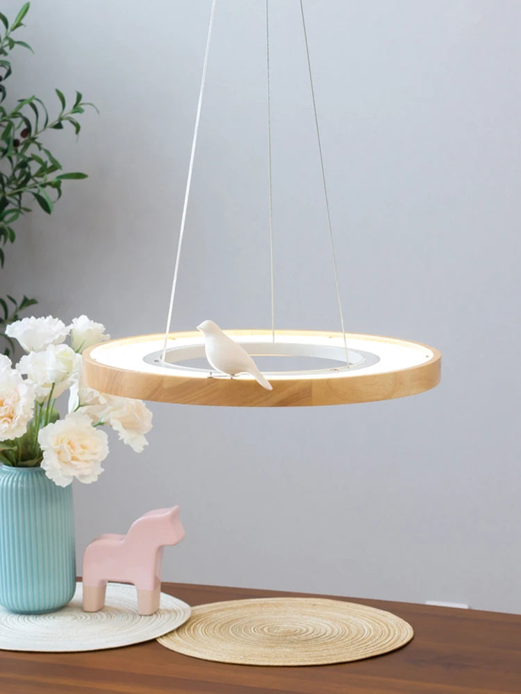 suspension ronde à led en bois pour éclairage commercial et industriel - vue 5 sur 10