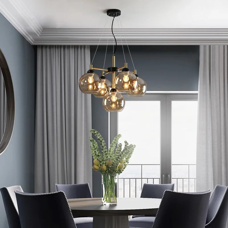 Lustre design Moderne à boule en verre home - vue 4 sur 12