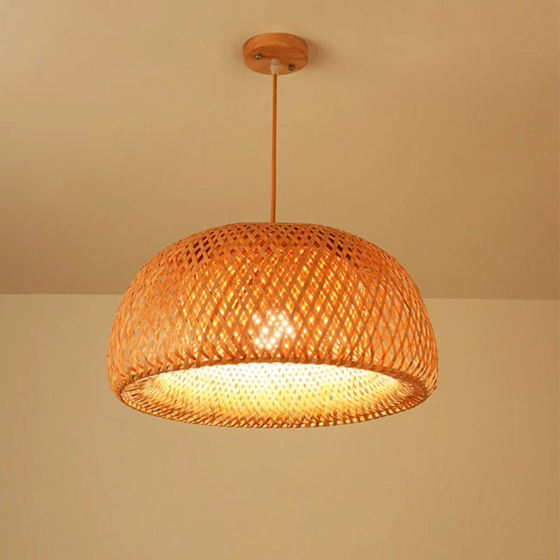 lampes suspendues style chinois tricotées à la main en bambou