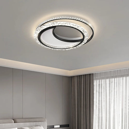 Minimalist round acrylic LED chandelier nordic atmosphere - vue 5 sur 21
