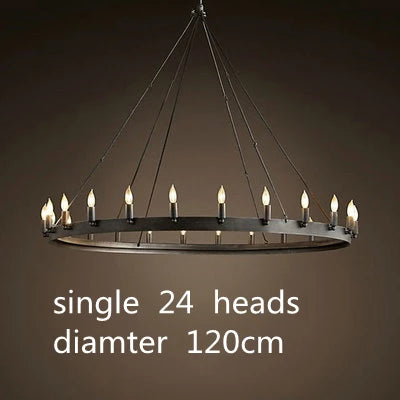 Lustre rond et Moderne américain rétro fer Vintage industriel Led - vue 12 sur 13