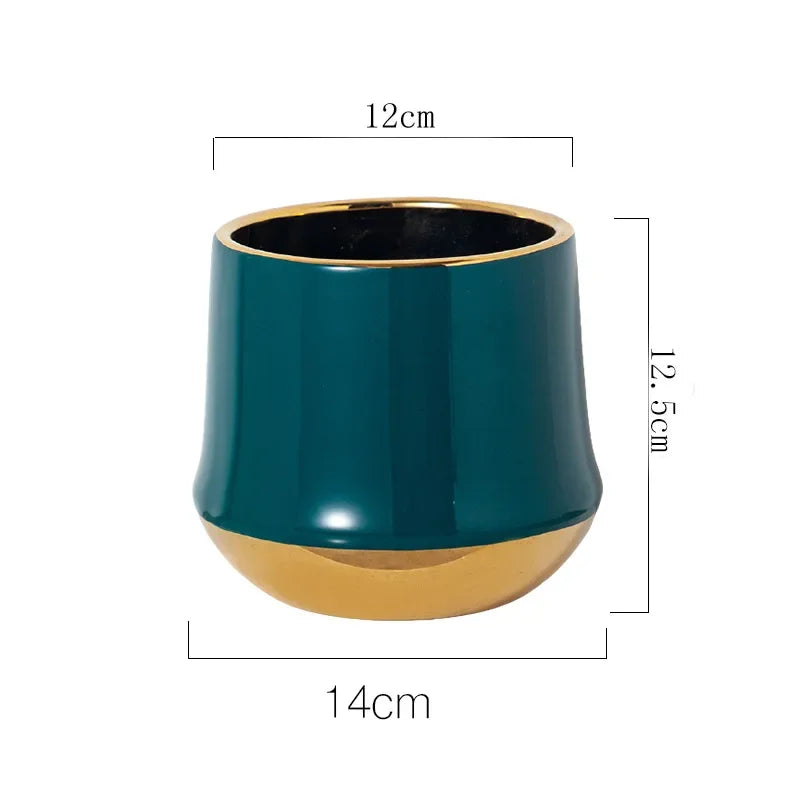 pot de fleurs en céramique doré pour décoration intérieure moderne - vue 13 sur 14