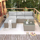 Poly rattan lounge sofa set, garden furniture, corner sofa with seat cushion and back cushion/lounge table with glass top