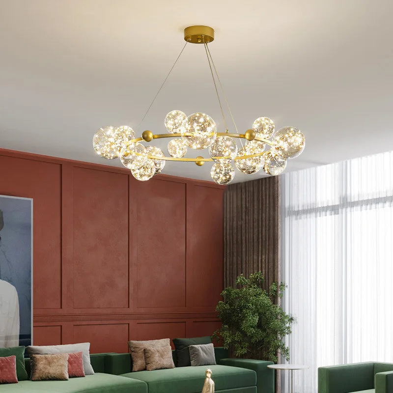 lustre led ciel étoilé nordique boule de verre à intensité variable - vue 7 sur 14