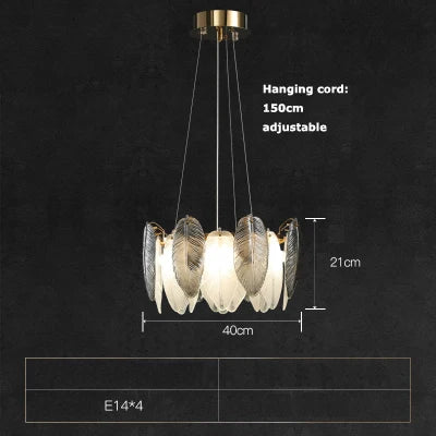 lustre suspendu led art déco en cristal et plumes blanches et grises - vue 9 sur 17
