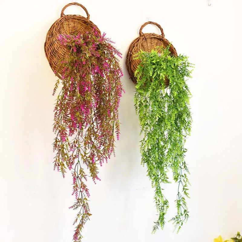 jardinière murale en rotin et osier pour plantes - vue 5 sur 12