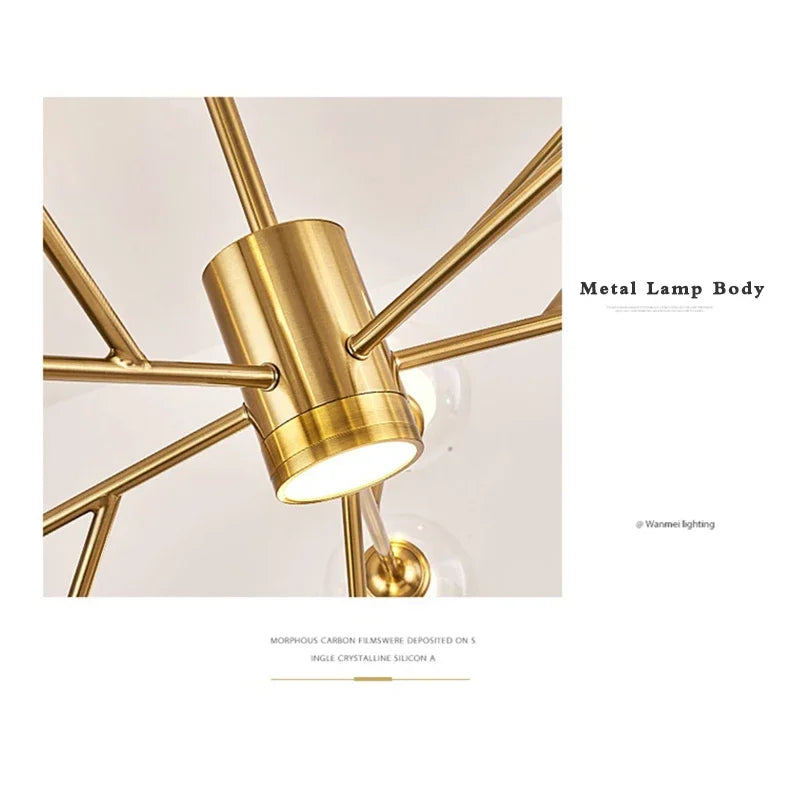 Lamp 9-Light Glass Chandelier,Modern Ceiling Lighting Fixture For Kitchen Dining Room Living Room Bedroom Office Restaurant Bar - vue 6 sur 7