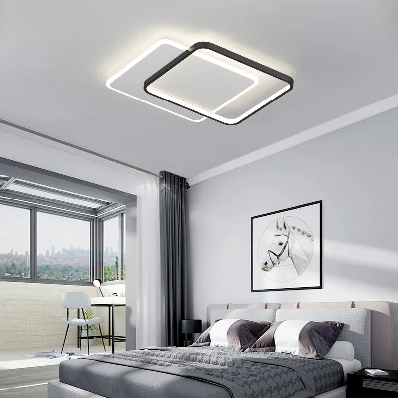 Minimalist nordic square recessed geometric LED ceiling light - vue 3 sur 20