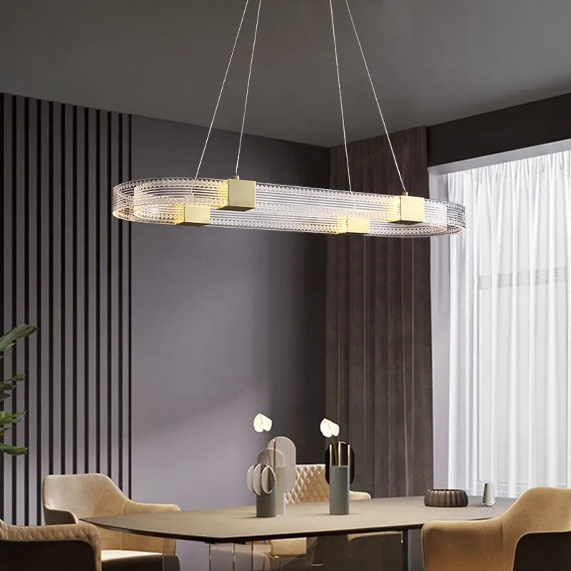 suspension à led en forme d'anneau pour loft et restaurant