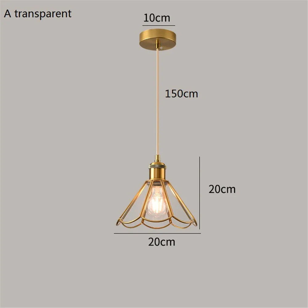 Vintage brass and glass pendant light for interior decoration