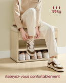 VASAGLE Shoe Bench, Bench, Shoe Rack with Padded Cushion, Shoe Organiser with 3 Levels, 30 x 60 x 44 cm, for Hallway