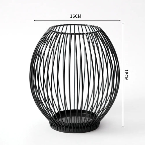 European Metal Lantern Candlestick,Arts and crafts ornaments,Gold Black Candle Holder,Home Decoration - vue 8 sur 11
